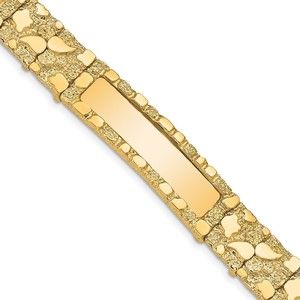 14k Yellow Gold Men's Solid 12.0mm Nugget 36x12mm Plate 8 inch ID Bracelet